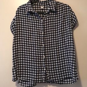 Navy and white gingham top!